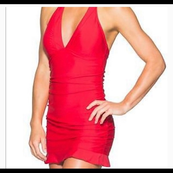 red dress swim